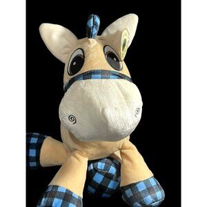 Plush Horse Stuffed Animal With Blue Plaid Details By Goffa